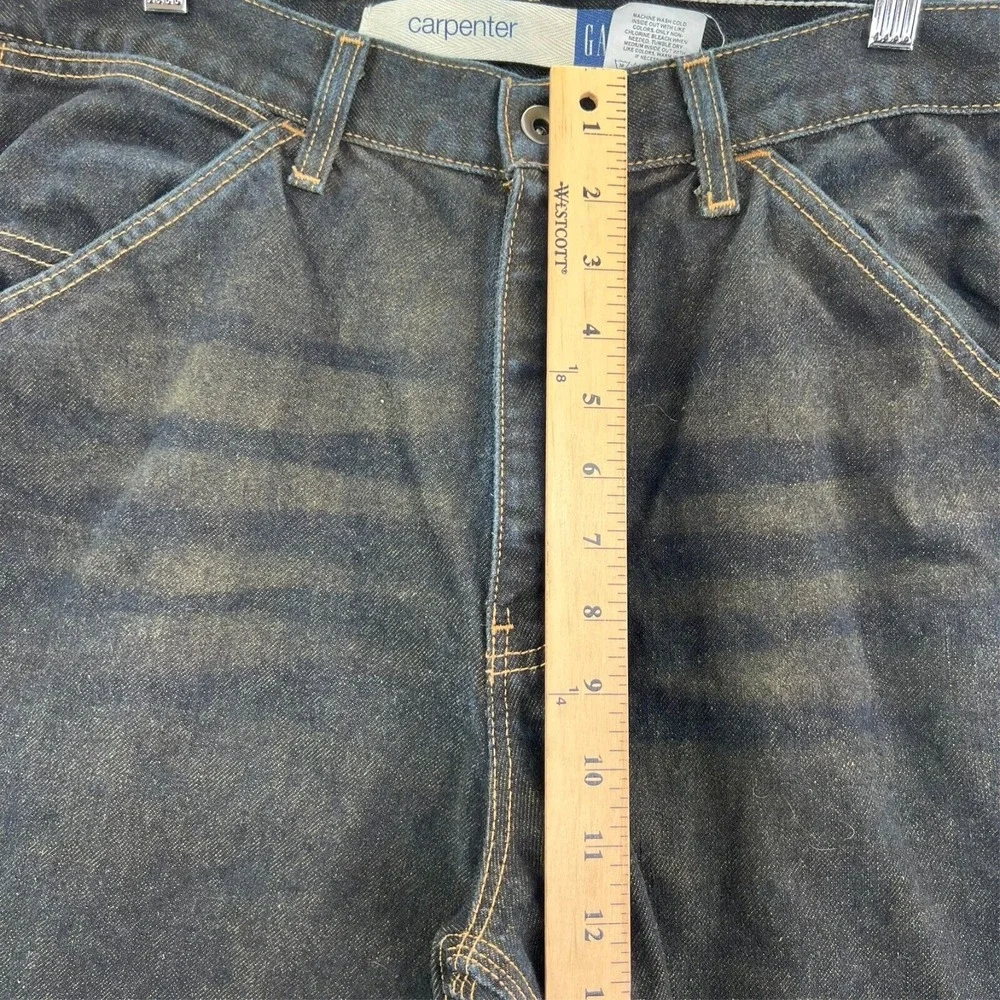 Vintage GAP CARPENTER Jean Men 34x30 Baggy Straight Leg Dark Blue Denim USA READ